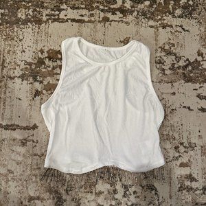White Rhinestone Fringe Tank Top S